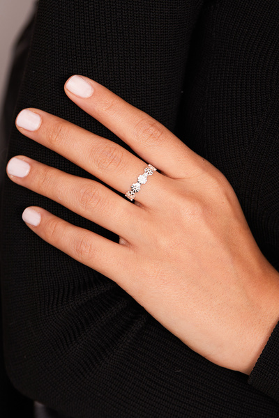 Elika Silver 925 Ayar Gümüş Ayarlanabilir Papatya Yüzük