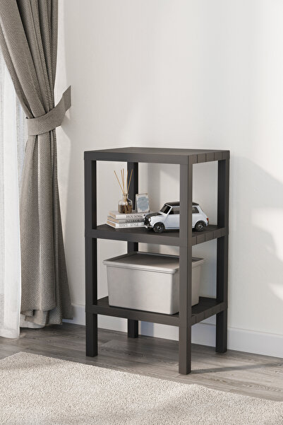 Trend Maison Dekoratif Plastik Çok Amaçlı Banyo Düzenleyici-saksılık-kitaplık-çiçeklik 3 Katlı Siyah