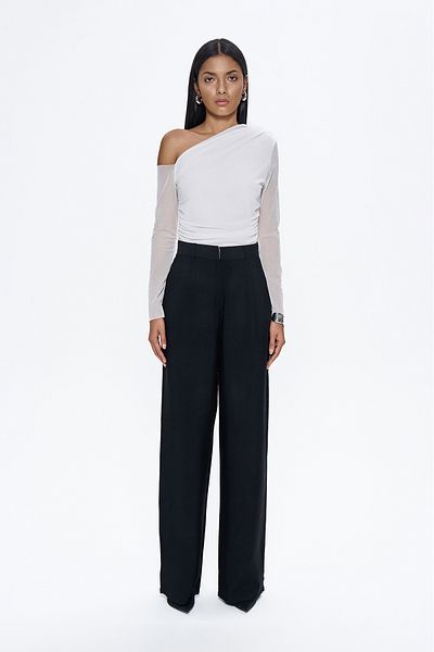 Quzu High Waist Wide Leg Trousers Black
