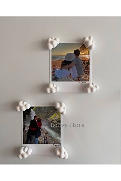 Louve Store 8’lı Mini Beyaz Bulut Buzdolabı Magneti , Mıknatıslı Fotoğraf Tut...