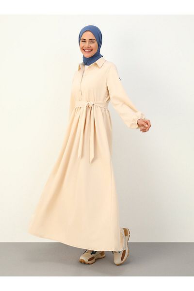 Benin Φόρεμα Hijab με μισή πατιλέτα Mevlana Cut - Stone Color - Benin