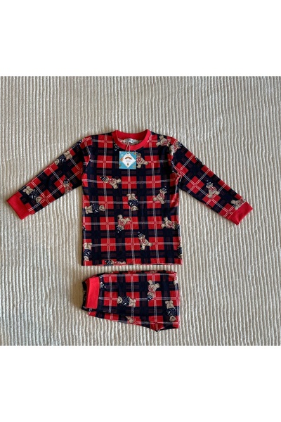 Lucem Yılbaşı temalı Unisex Bebek Kırmızı Pijama Takımı