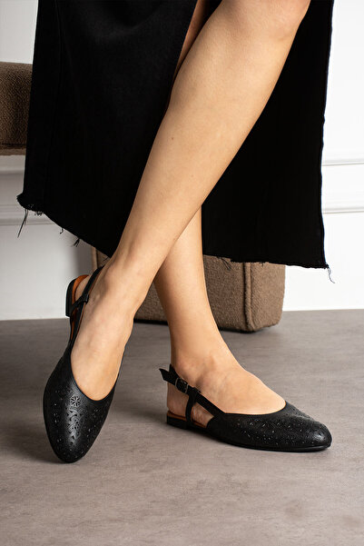 CUCA حذاء باليه نسائي كاجوال مفتوح من الخلف ومطبوع من الجلد الطبيعي