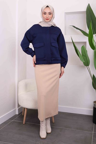 İmajButik Μπουφάν κατάδυσης μπλε Navy με μπροστινές τσέπες με φερμουάρ