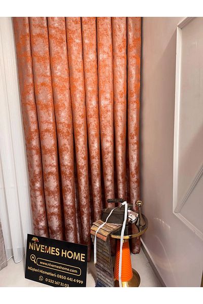 NİVEMESHOME Nivemeshome Istanbul V-5204 - 1/3 Close Pleated Background Curtain