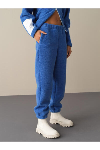 Xint Kadın Mavi Pamuk Dokulu Polar Sweat Pantolon