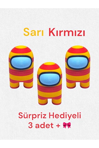 LoyHediyelik AmongUs Taraftar, Mıknatıslı Çizgili Yeni Sarı-Kırmızı Among Us