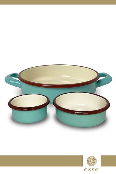 Esse Enameled Sahan and Snack Bowl Set