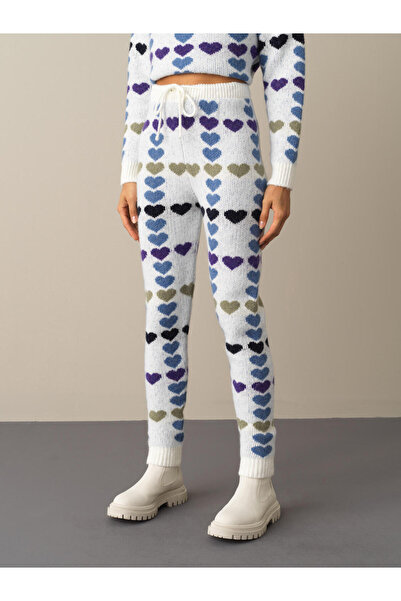 Xint Kadın Mavi Yumuşak Dokulu Regular Fit Triko Pantolon