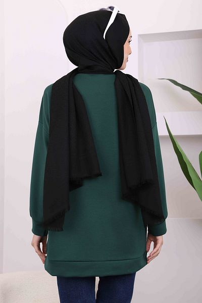 İmajButik Σμαραγδένιο Γκρι Μπροστινό Leopard Modal Tunic