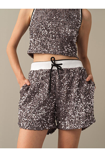 Xint Kadın Antrasit Formunu Koruyan Regular Fit Pullu Şort