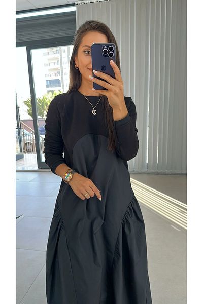 caddstore Φόρεμα σχεδιαστή με λεπτομέρεια ιδρώτα και ποπλίνα
