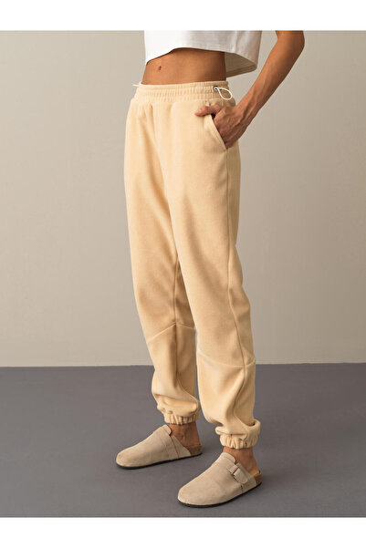 Xint Kadın Bej Pamuk Dokulu Polar Sweat Pantolon