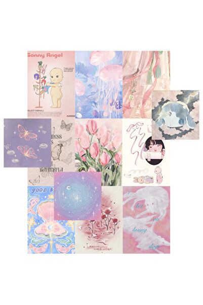 Ororabutik Pembe Mavi Mor Kawaii Sulu Boya Poster Seti Afiş- 12 Adet A5