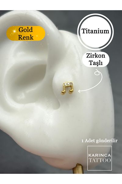 Karınca Piercing Premium Titanium Stone Music Musical Note Piercing - Forward Helix Flat Conch Nose Ear Tragus Earrings