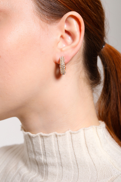 AURRARİ Gold Mini Zirkon Taşlı Halka Küpe