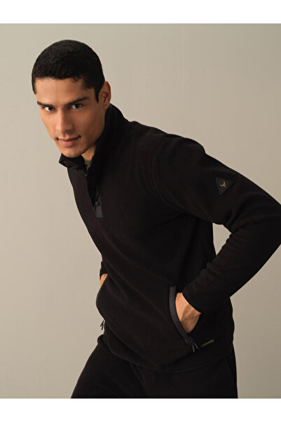 Xint Erkek Siyah Formunu Koruyan Regular Fit Polar Sweatshirt