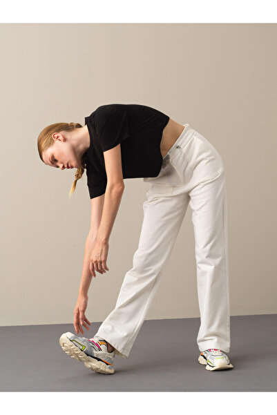 Xint Kadın Beyaz Pamuk Dokulu Oversize Sweat Pantolon