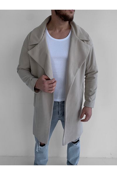 NO1 KONSEPT Palton bej, confortabil, premium, cu ștampilă