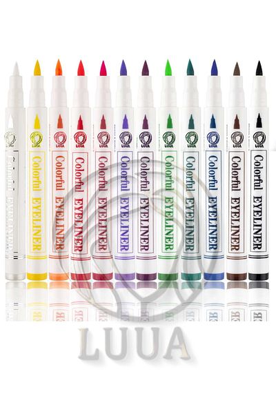 LUUA 12 Color Pen Eyeliner Set (No Red Color)