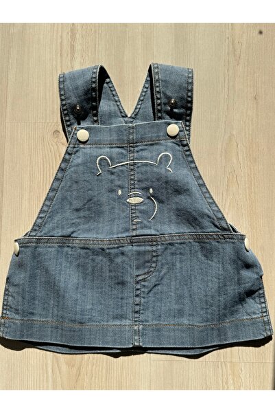 Zeyno ve Memo Önü Ayıcık Nakışlı Salopet Etek Kız