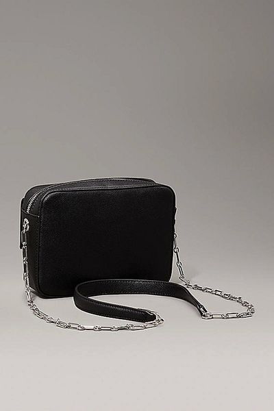 Calvin Klein Black Logo Chain Strap Zippered Shoulder Bag - K60K 613140 -0Gj