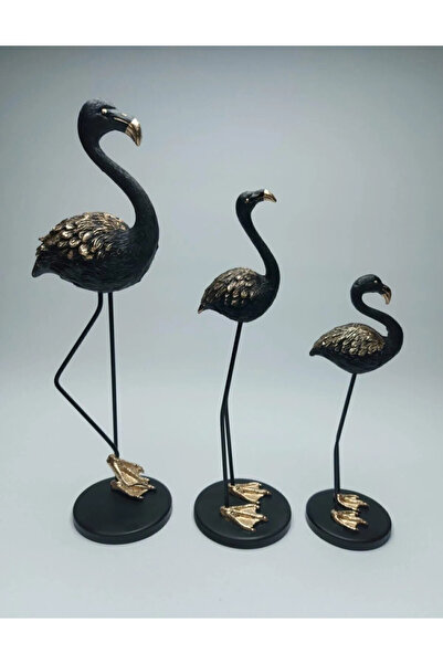 FAYA HOME 3lü Flamingo Siyah & Gold