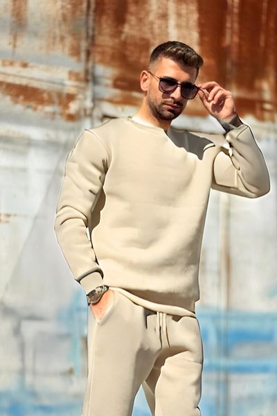 BayBayan Ανδρικό φούτερ Oversize Trend Model χωρίς κουκούλα με λαιμόκοψη