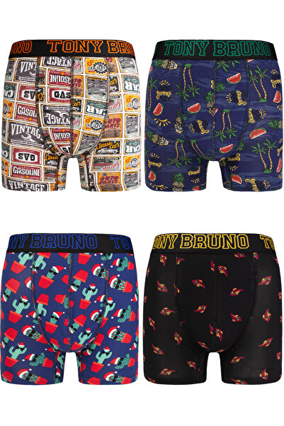 TONY BRUNO 4'lü Erkek Premium Desenli Boxer [paket 3]