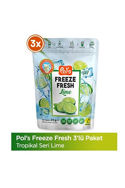 Pol's Freeze Fresh Lime 20 G X 3 Adet Freeze Dry Dondurularak Kurutulmuş Meyve