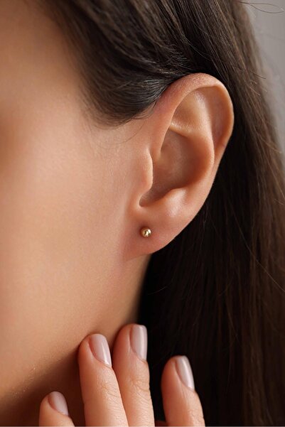 Bayar Gold 14 Ayar Altın Mini Top Küpe