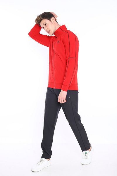 NEED LİFE Men's Red Comfortable Fit Patterned Straight Leg Tracksuit Set