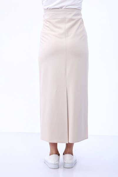 Işşıl 6222-Enclosed Pleat Maternity Fabric Pencil Skirt