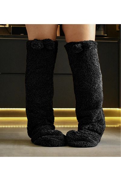 Özgüner Oyuncak Pabtex Eared Plush Socks over the Knee Room Socks Winter Sleeping Socks, Long Socks