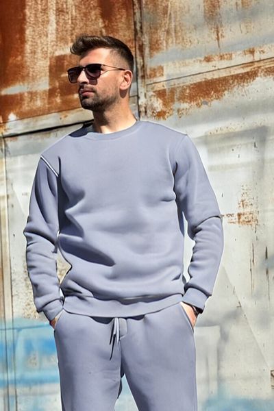 BayBayan Ανδρικό φούτερ Oversize Trend Model χωρίς κουκούλα με λαιμόκοψη