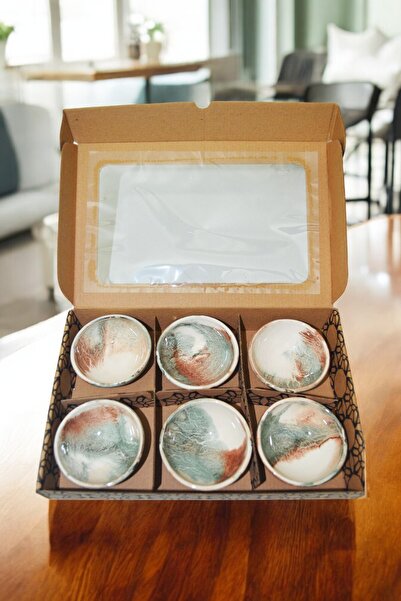 HK CANDLE RENKLİ LÜKS MİNİ 6 LI SERAMİK ÇEREZLİK  EL YAPIMI (HAND MADE)