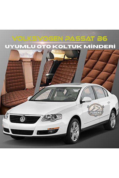 SHOOPLAA مجموعة وسائد مقعد السيارة Volksvogen Passat B6 باللون البني مع جيوب ...