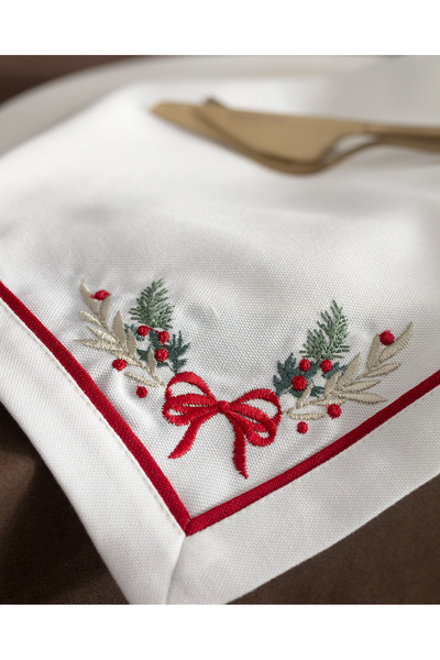 Madame Coco Boucle 2-Pack Napkin - White/Red