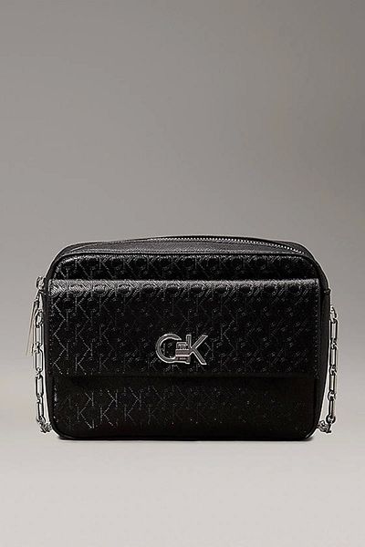 Calvin Klein Black Logo Chain Strap Zippered Shoulder Bag - K60K 613140 -0Gj