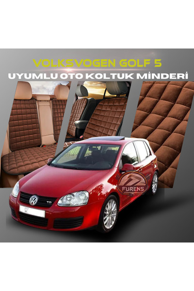 SHOOPLAA مجموعة وسائد مقعد السيارة Volksvogen Golf 5 باللون البني مع جيوب ريش...