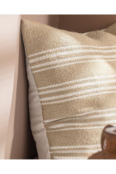 Madame Coco Eze Jute Throw Pillow Cover - Natural/Cream - 45X45 cm