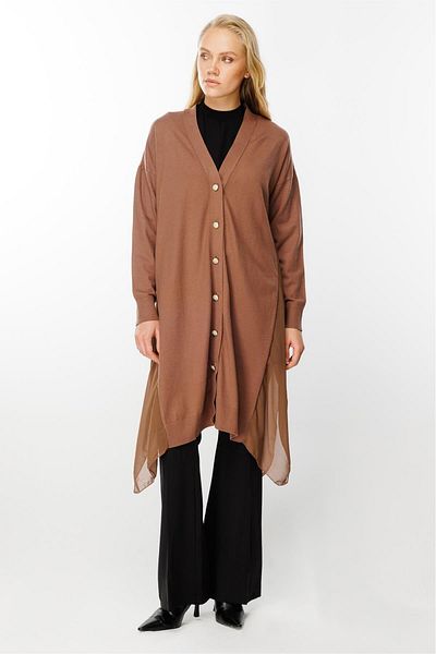 Ghisa Chiffon Detailed Knitwear Cardigan