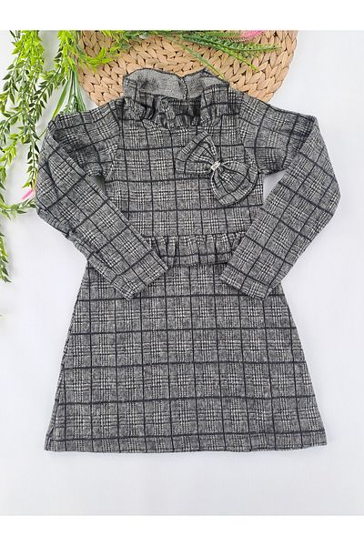 Butik Κοριτσίστικο χειμερινό φόρεμα με 3 διαφορετικά σχέδια, κουμπί αρκουδάκι και λεπτομέρεια φιόγκου