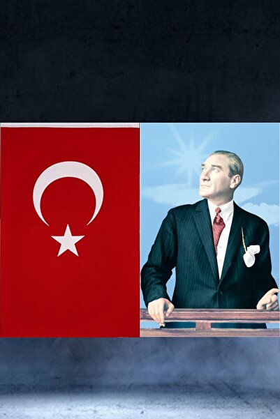 300x450cm Raşel Türk Bayrağı + 300x450cm Raşel Atatürk Posteri