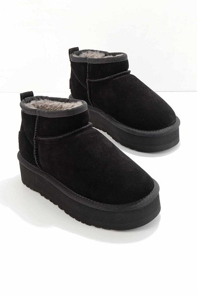Hush Puppies حذاء بوت وجزمة نسائية من الجلد الطبيعي باللون الأسود0144094302