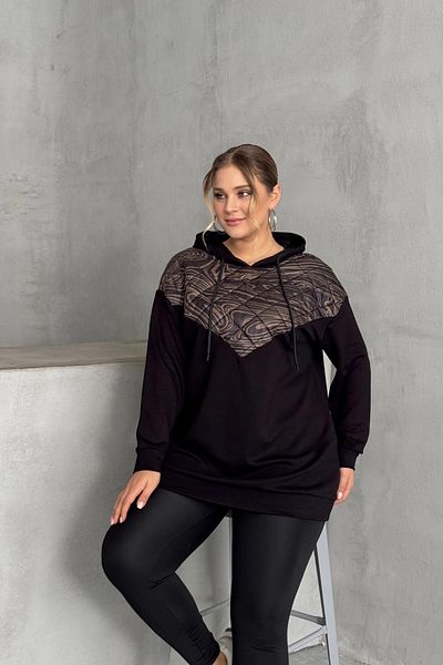 Stil Diva Plus Size Long Sleeve Hooded Quilted Detail Sweatshirt 300319