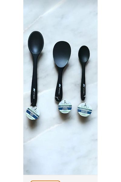 IVORY Fireproof Non-Stick 3-Piece Silicone Spoon Set