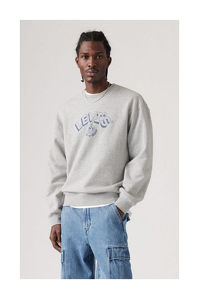 Levi's Relaxd Graphic Crew Ssnl Headline Crest Gray Men's Sweatshirts 38712-0294