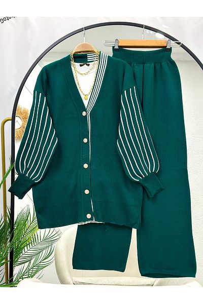 İPEK TUTUŞ Women's Sleeve Striped Knitwear Set