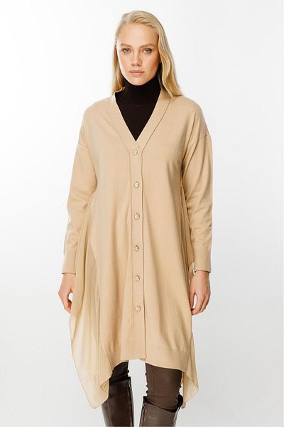 Ghisa Chiffon Detailed Knitwear Cardigan